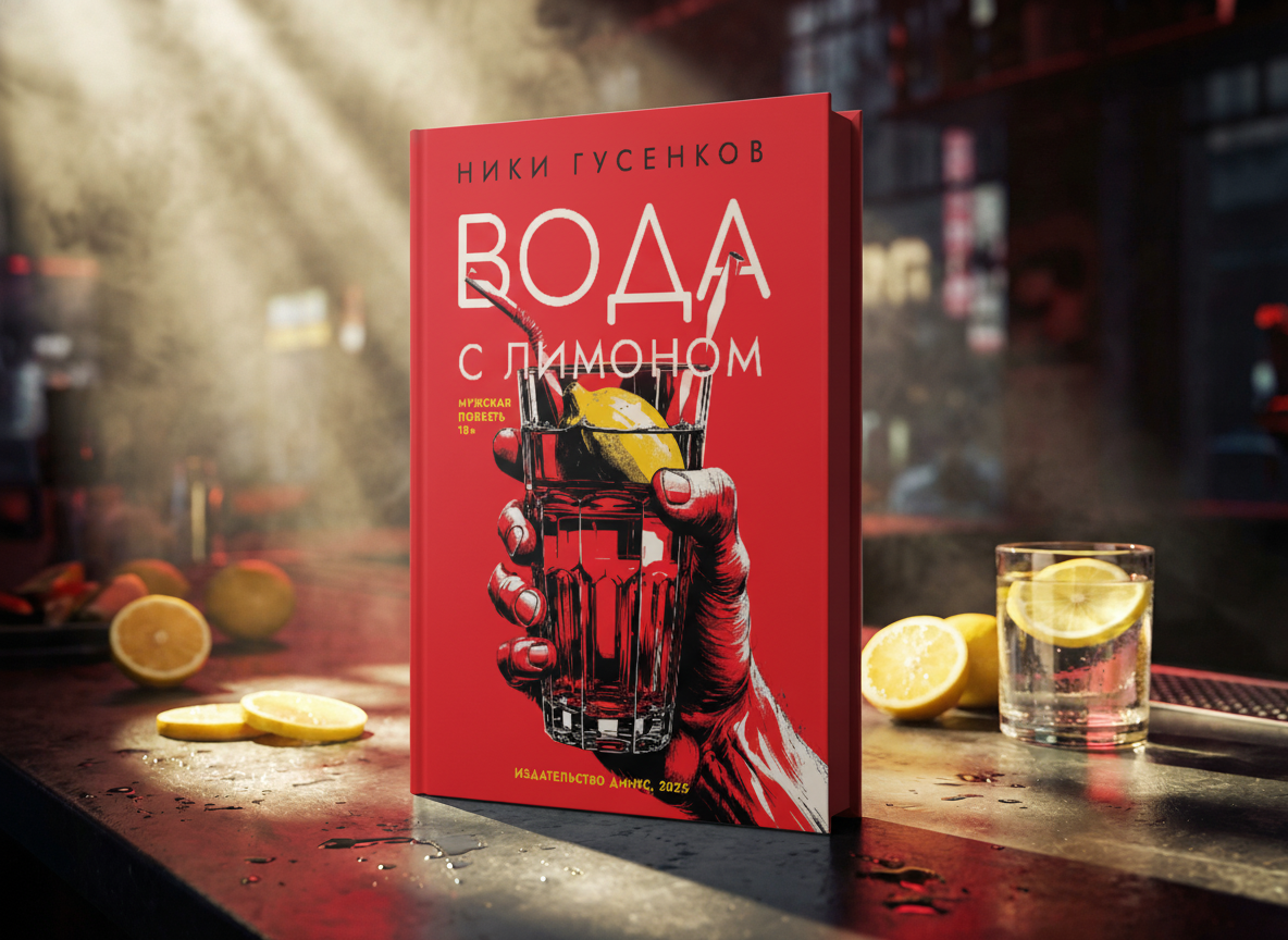 Красная обложка книги «Вода с лимоном»