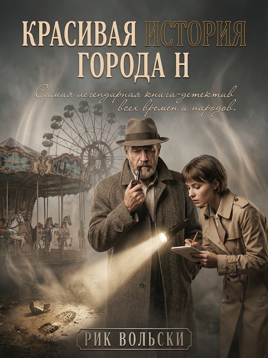 Детективная книга в заброшенном парке аттракционов